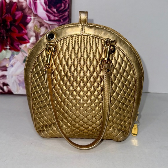 BALLY Quilted Gold Mini Handbag - Picture 5 of 14